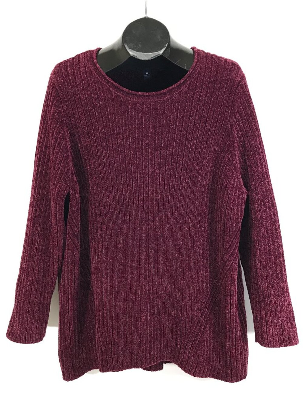 Lands' End Ribbed Chenille Sweater Women's Plus Size 3X Maroon Pullover Casual